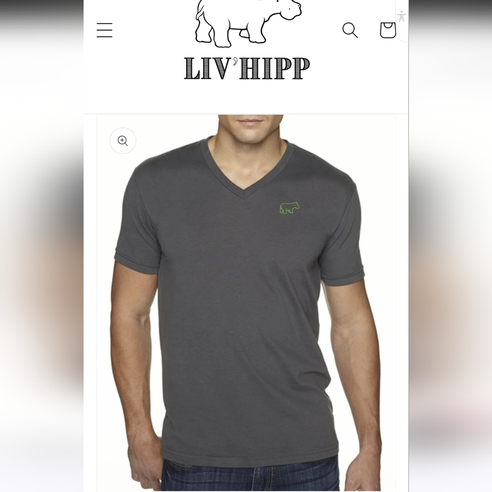 Men T-Shirt LIV-HIPP Gray 100% Cotton Size S